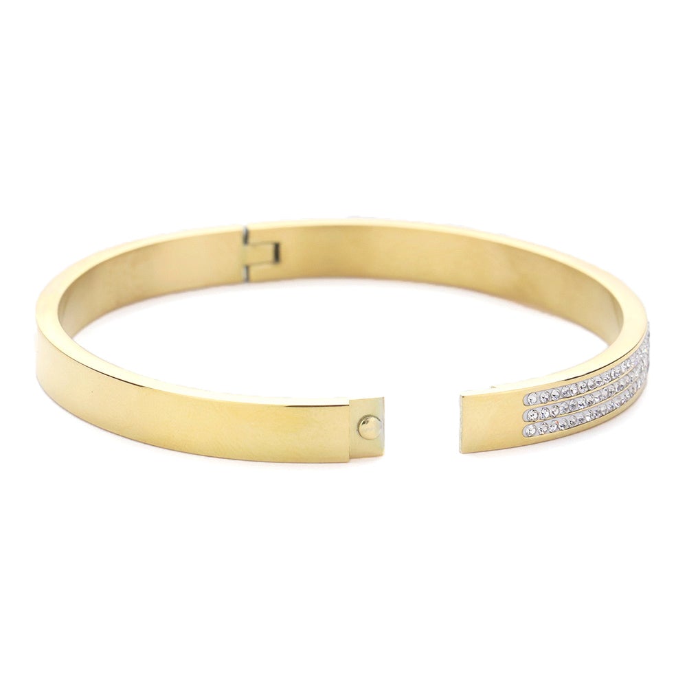 Iced Out Embellished Rhinestone Bracelet - Gold - Swank A Posh