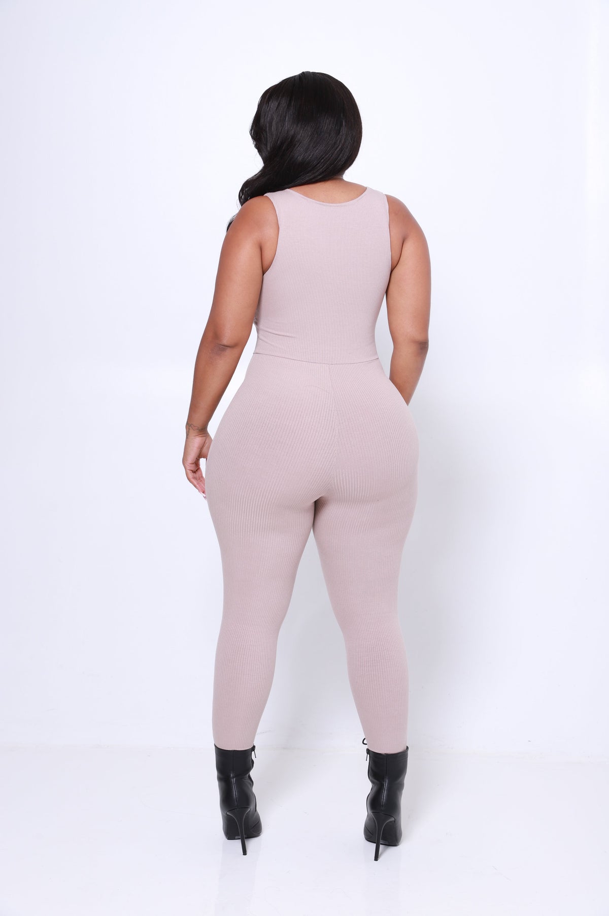 Point of View Ribbed Jumpsuit - Taupe - Swank A Posh