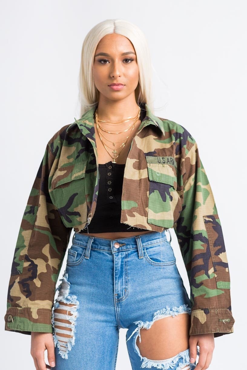 Vintage Camouflage Cropped Jacket - Swank A Posh