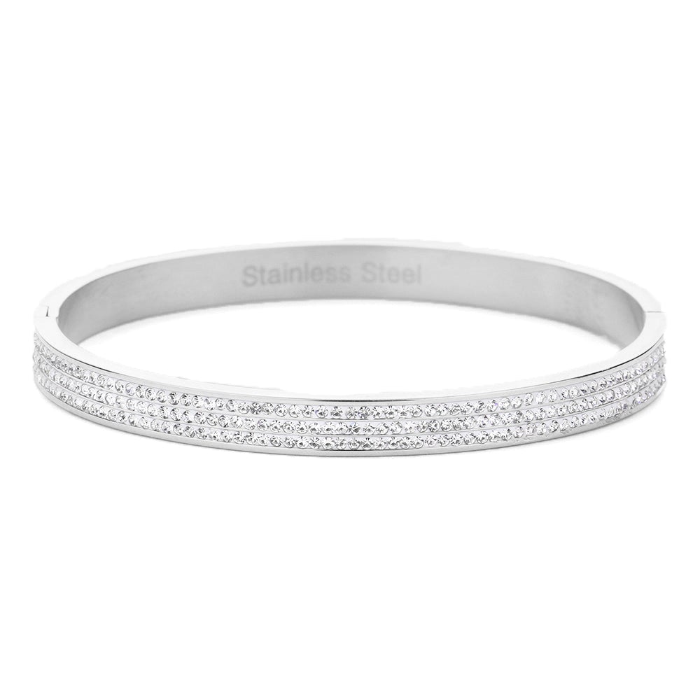 Iced Out Embellished Rhinestone Bracelet - Silver - Swank A Posh